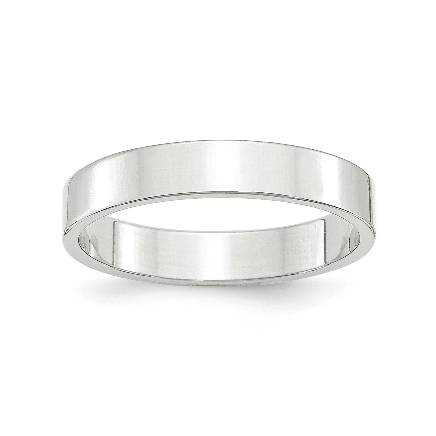 10k White Gold Unisex Polished Lightweight 4mm Flat Wedding Band Sizes 4 to 14