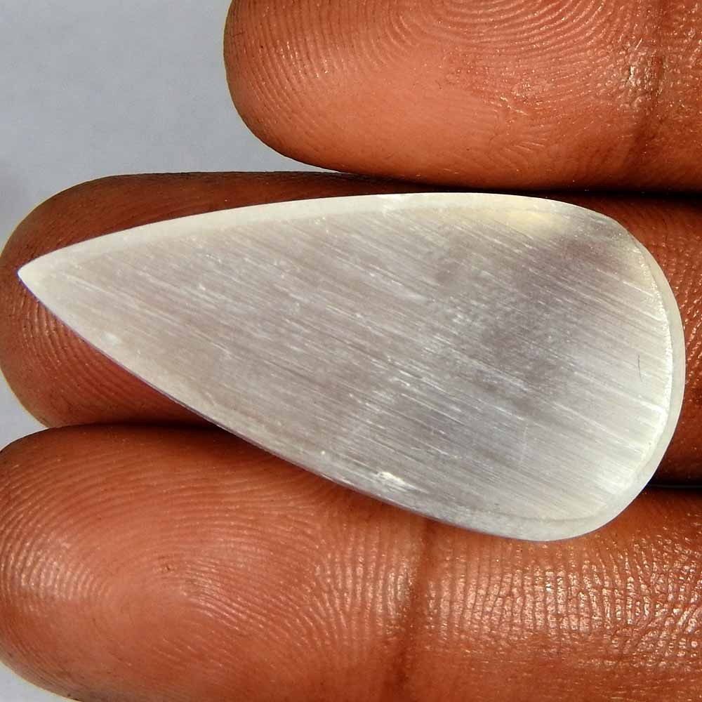 33.55Cts100%Natural White Selenite Pear Cabochon(34x17x8)Loose Gemstone