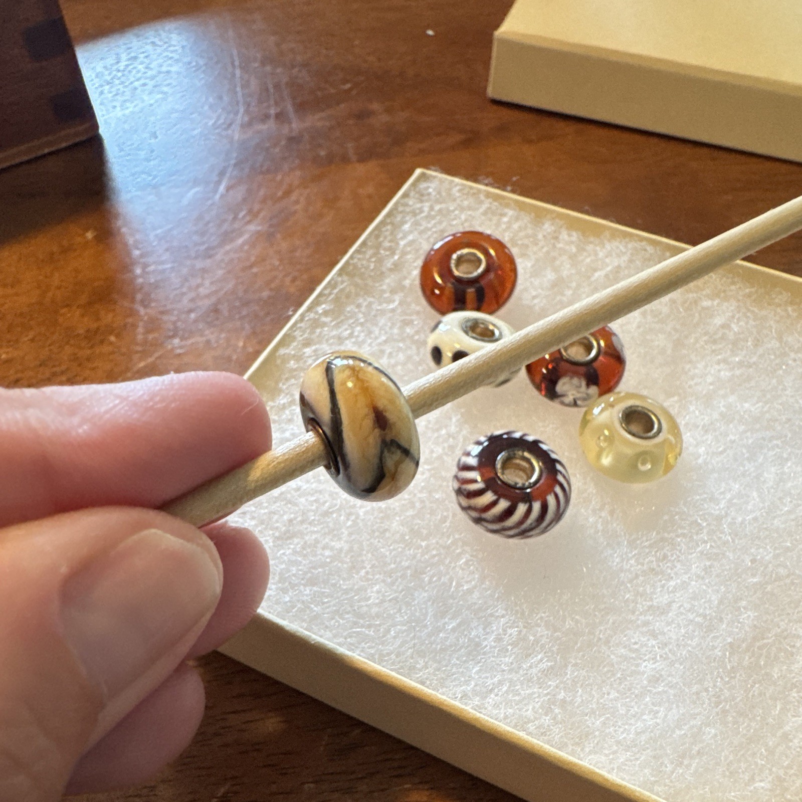 Authentic Trollbeads rare and retired Beige brown kit. 6 piece lot. Unused.