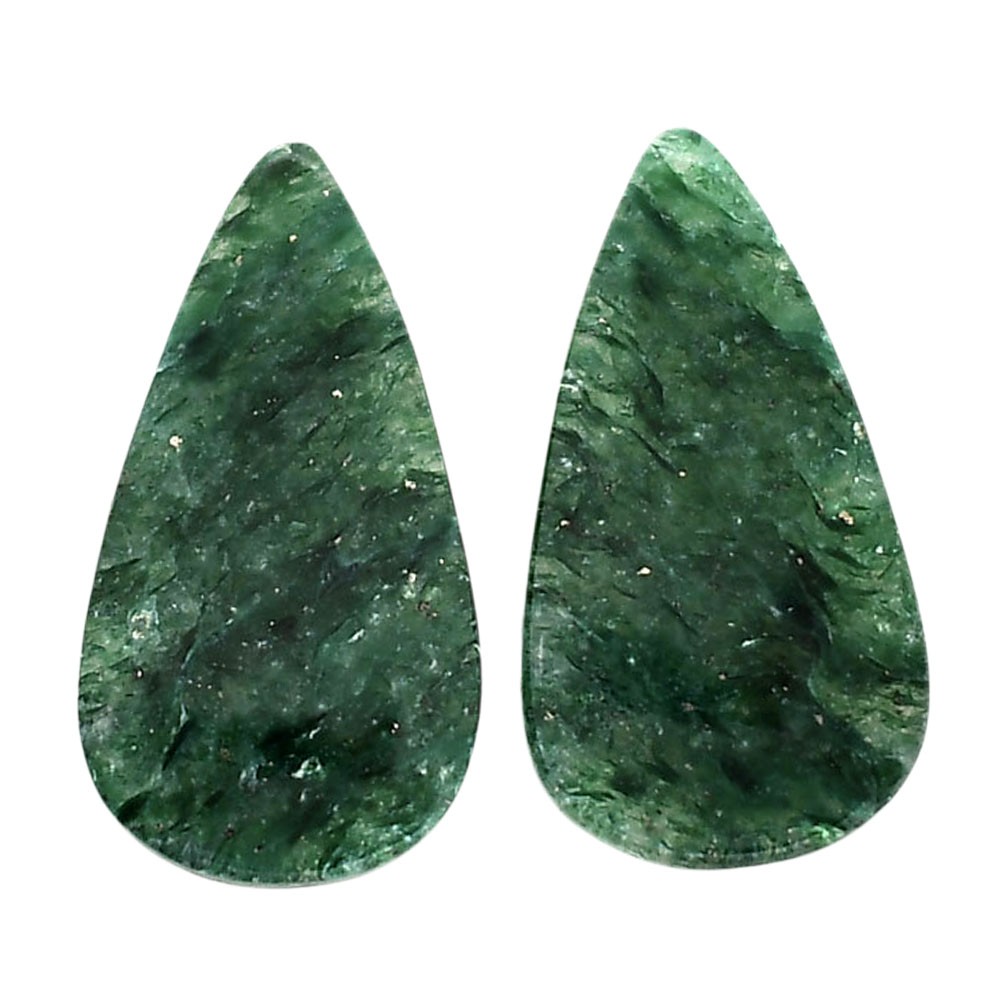 Natural Green Aventurine Pair 14×25.5×4 mm Pear Polished Gemstone LS76-04784