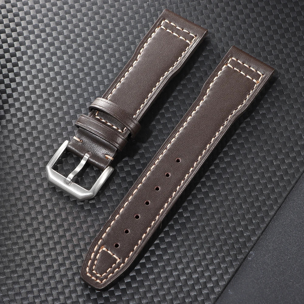 20 21mm Leather Watch Strap Band Pin Buckle Fits IWC Pilot Portugieser Portofino