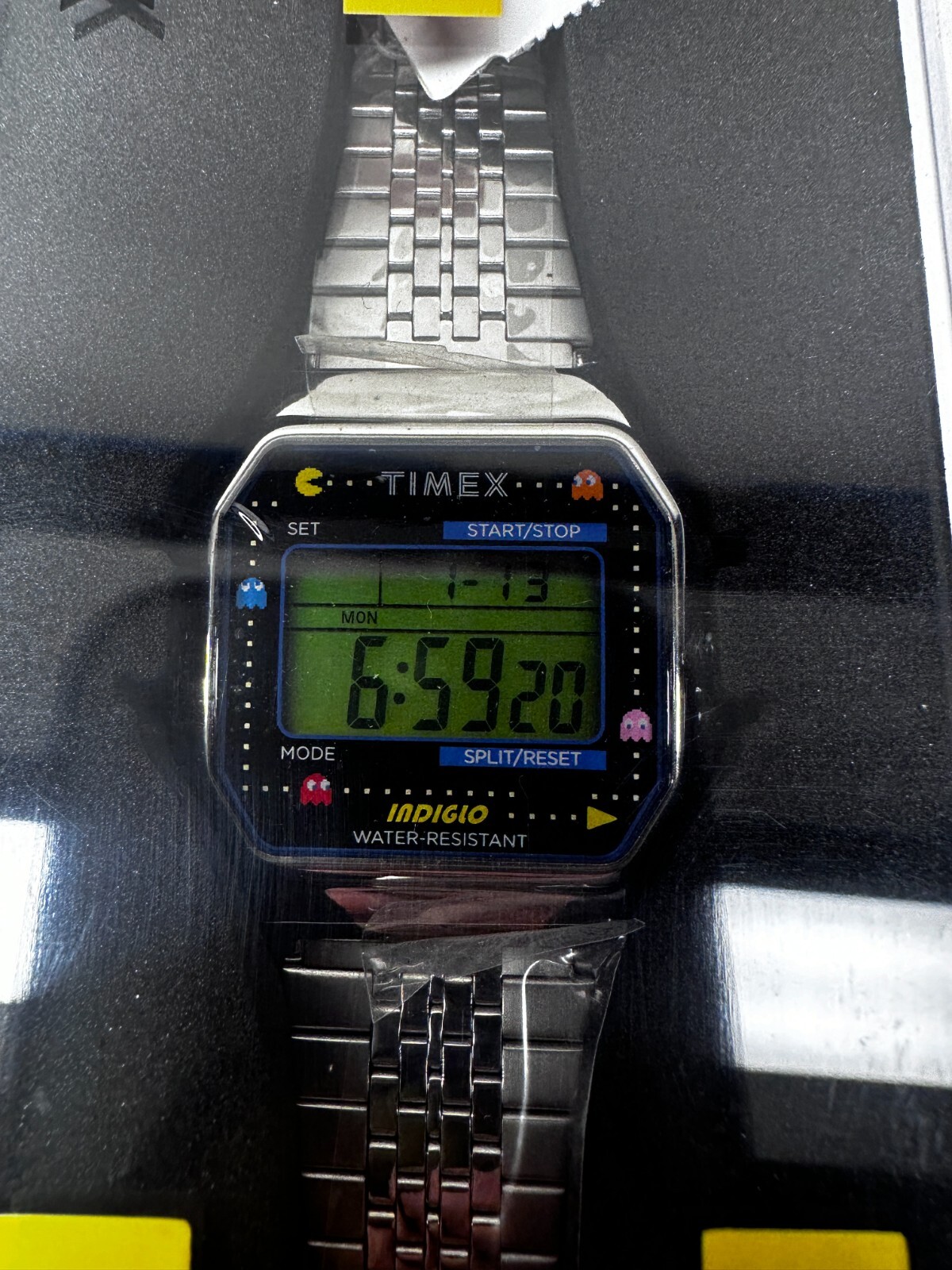 Timex X Pacman Watch T80 Digital Stainless Steel – Silver – TW2U31900 NEW