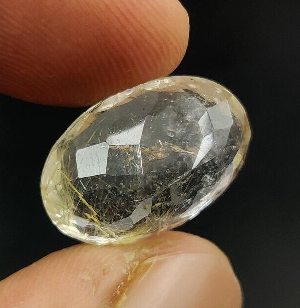 13.60 Ct Natural Rutilated Quartz Faceted Cut Oval 18.5x13mm Loose Gemstone W200