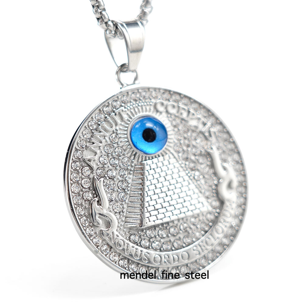 MENDEL Mens Egyptian Eye Bling Hip Hop Jewelry Chain Pendant Necklace For Men