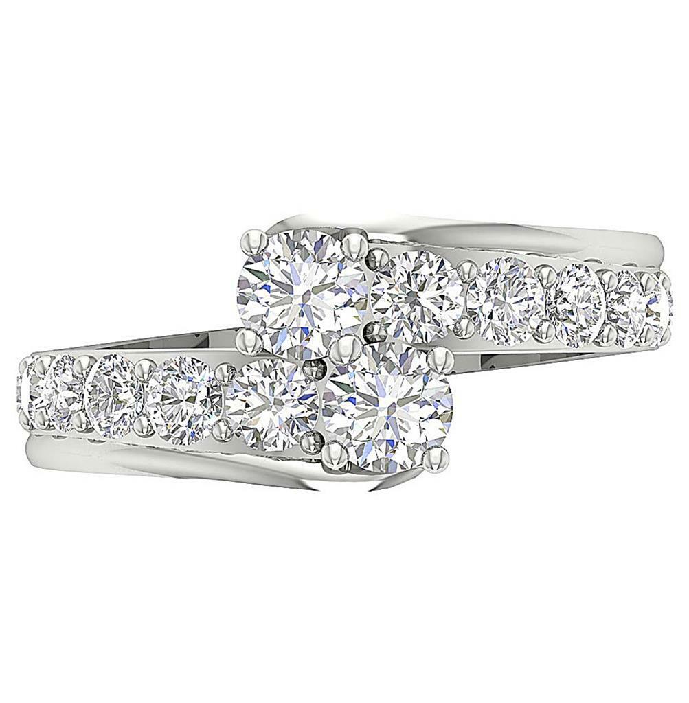 Forever Us Two Stone Journey Solitaire Ring I1 G 2.10Ct Natural Diamond 14K Gold