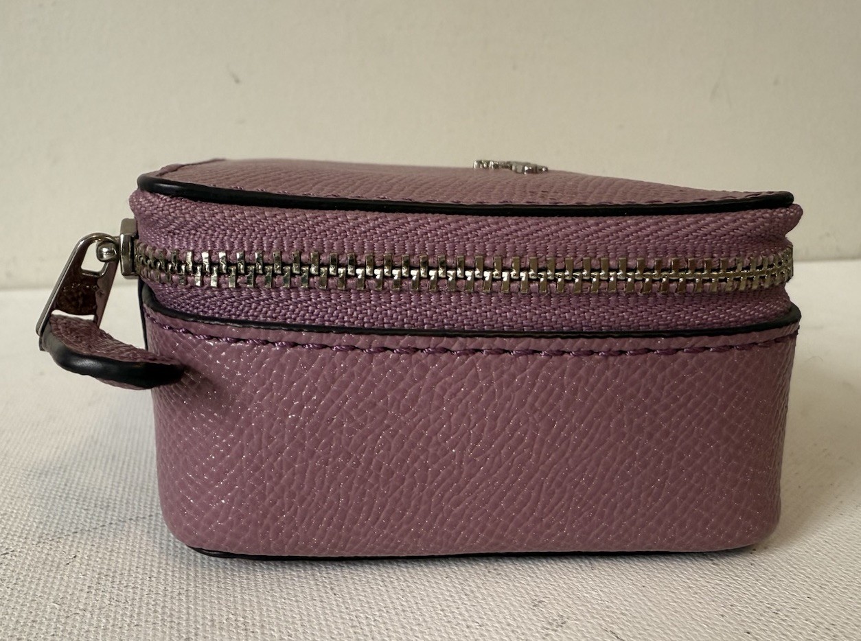 Coach Travel Jewelry Case Purple Pink Metallic Glitter Zip Up