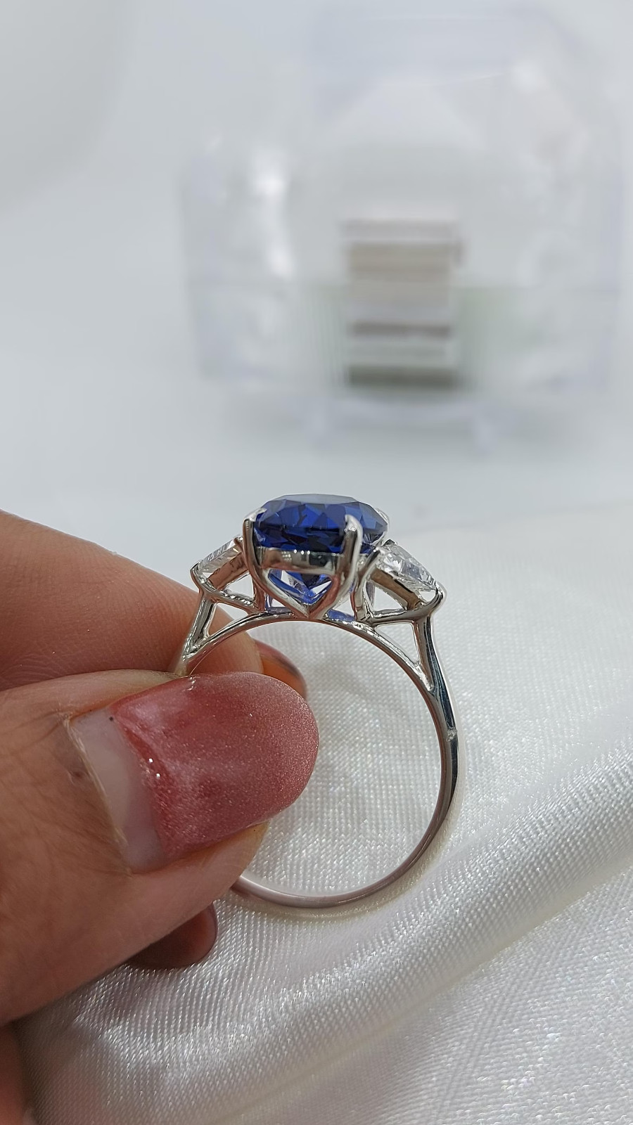6.00 Ct Oval Cut Natural Sapphire Diamond Engagement Ring 14K Solid White Gold 8