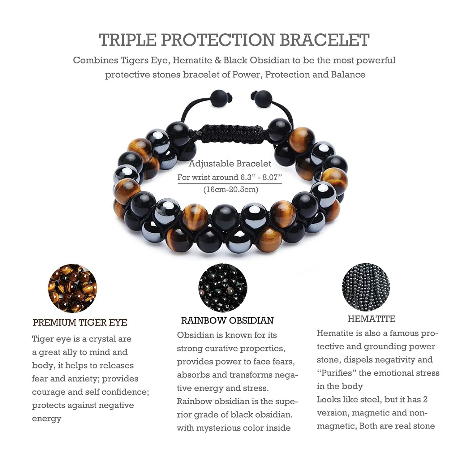 Natural Stone Bead Double Layer Braided Bracelet Bangles Healing Therapy Jewelry