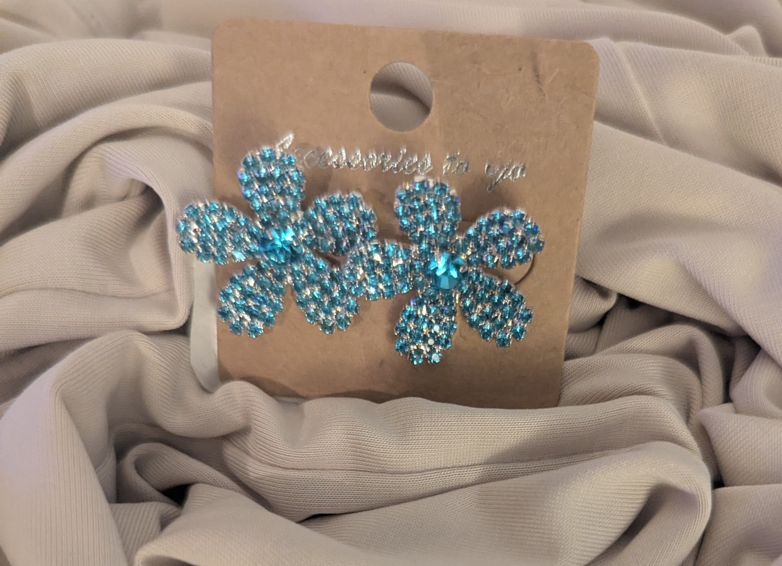 ATG Filled Flower Bling Earrings Turquoise