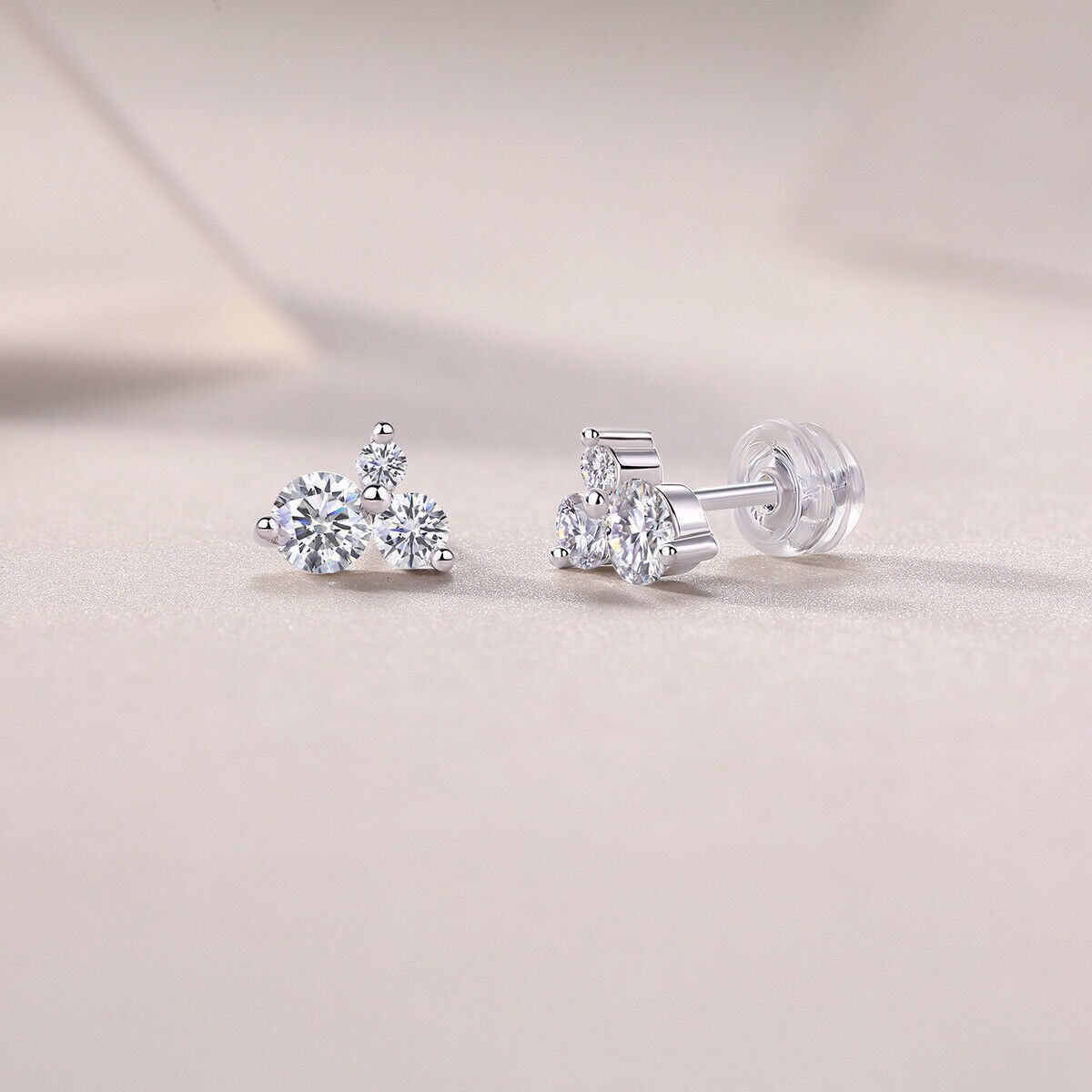 2/3/4mm Moissanite Stud Earrings 925 Sterling Silver GRA Certified D Color VVS1