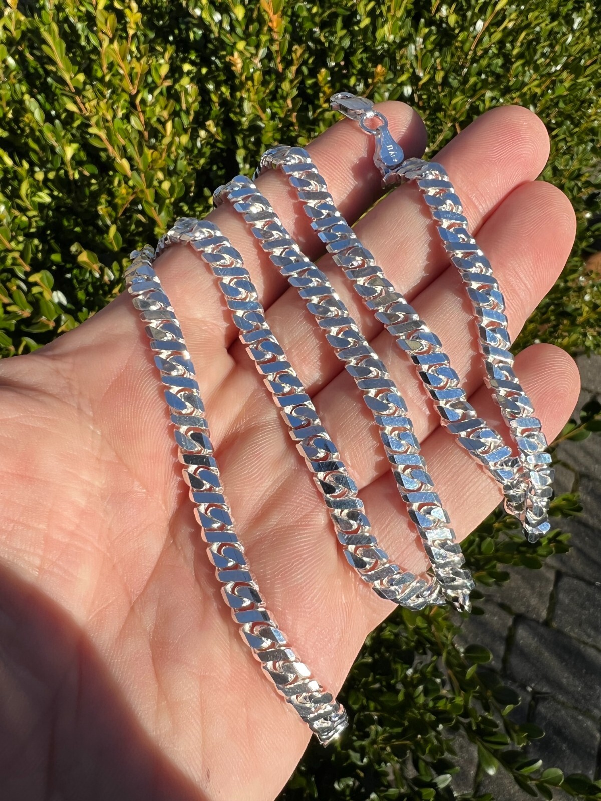 Real Dollar Cuban Link Chain Or Bracelet Solid 925 Sterling Silver ITALY 2.5-6mm