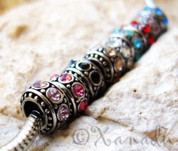 September Sapphire Blue Birthstone Large Hole Beads For European Charm Bracelets