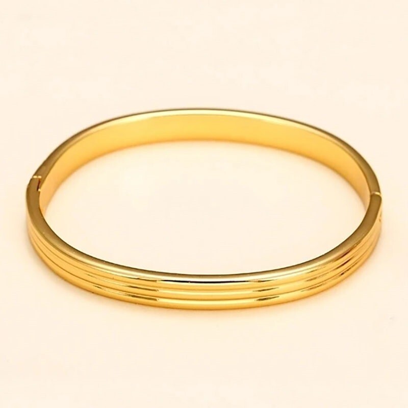 2PcSet 18k Gold Filled Over Sterling Silver Small 6.5″ Bracelet Bangle D382