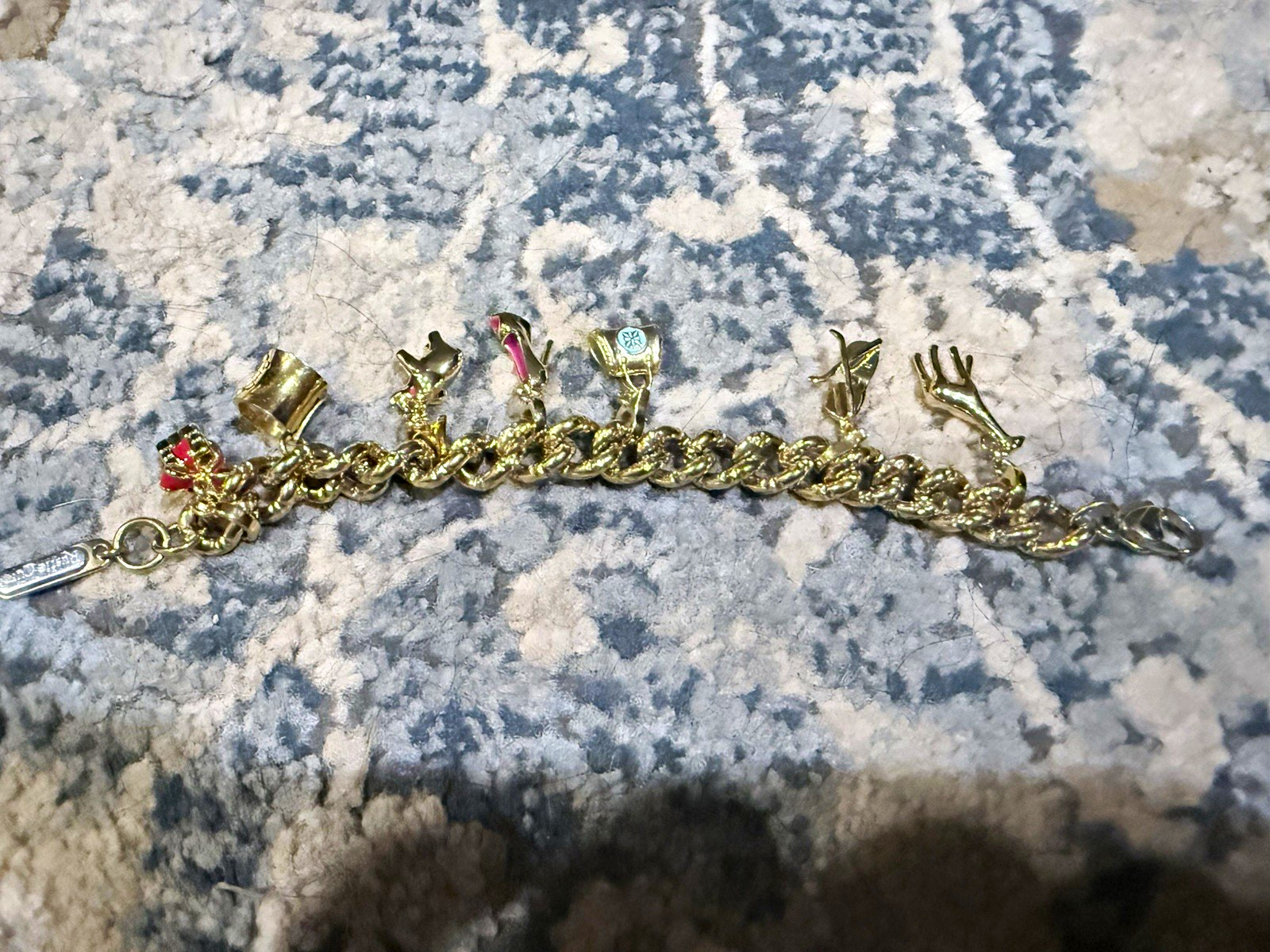 Rustic Cuff Gold Dangle Charm Bracelet with Charm