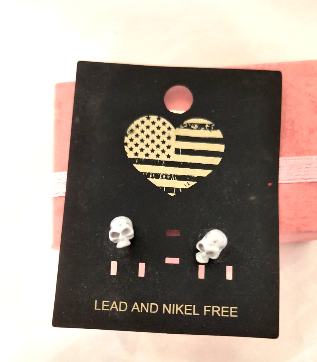 New Goth Skull Earrings Unisex Halloween Gray Lead and Nickel free