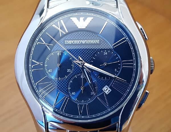 Mens Blue Easy Read Deco Style Emporio Armani Valente AR1787 Chrono Watch NEW