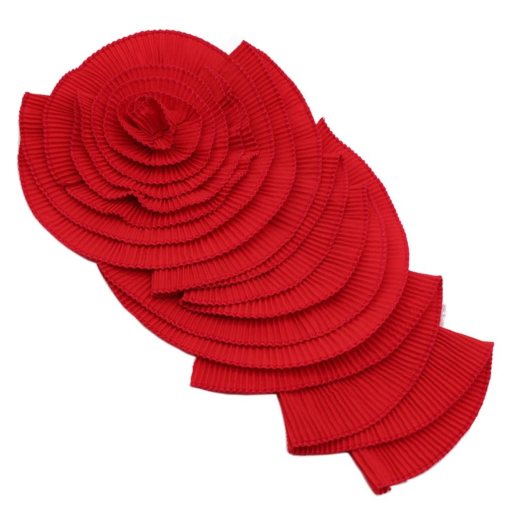 Ruffed Lace Fabric Brooch Pin Big Flower Pleated Chiffon Appliques Women Trim