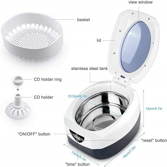 Ultrasonic Jewelry Cleaner Denture Glasses Watch Ring Bath Tank Cleaning Machine