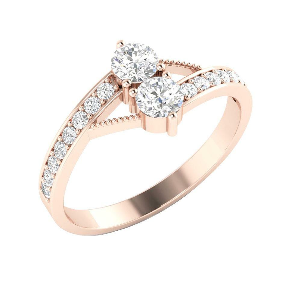 Solitaire Engagement Ring SI1 G 0.80 Carat Forever Us Two Stone Diamond 14K Gold