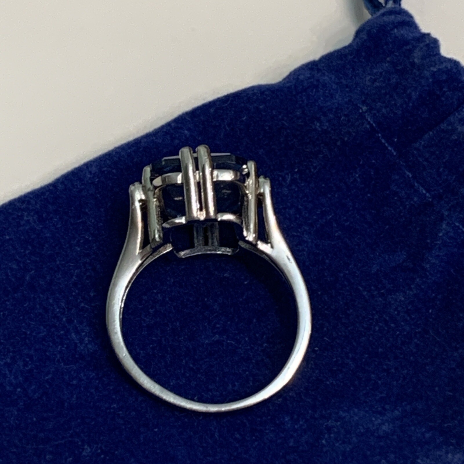 925 Sterling DK Created Blue Spinel And Accent Stones Ring Size 7