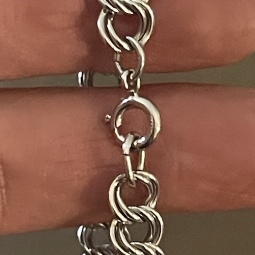 Vintage Sterling Silver 925 Double Link Chain Starter Charm Bracelet 7″ – 10.6g