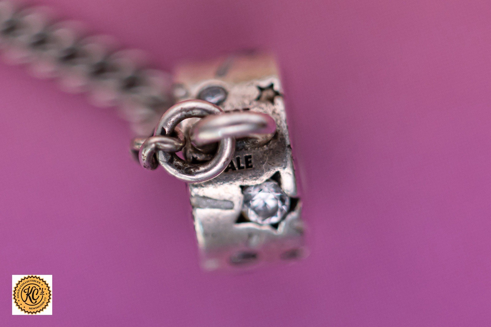 Pandora Sterling Silver Safety Chain Charm Stars and Galaxy