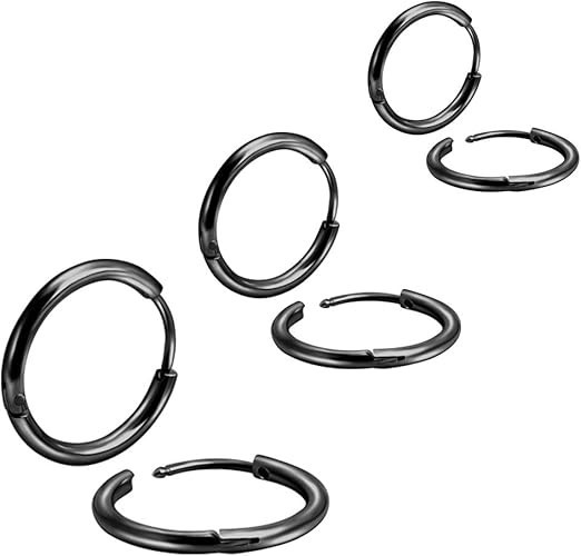 3 Pairs 20G Stainless Steel Hinged Hoop Earrings for Nose Cartilage Helix Tragus