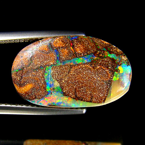 14.82Ct UNIQUE RAREST ! NATURAL NEON BLUE GREEN FLASHY KOROIT BOULDER OPAL