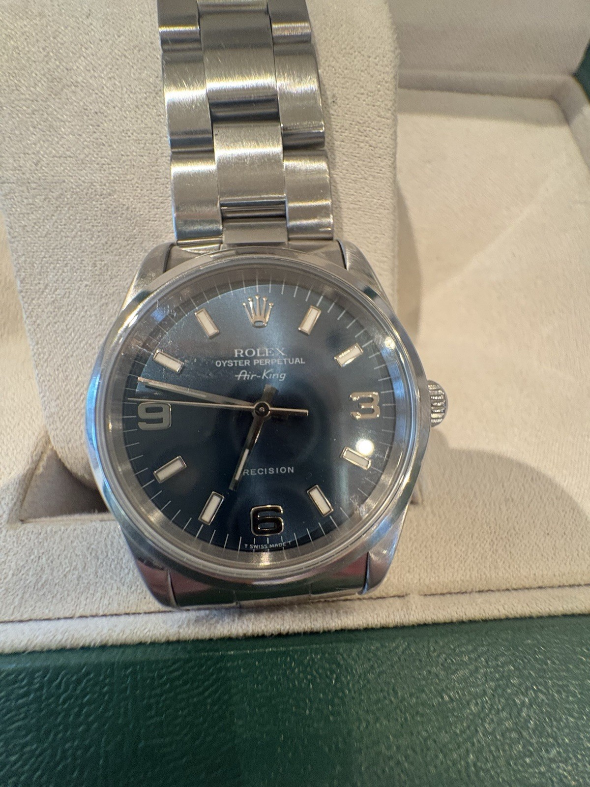 Rolex Air-King Oyster Perpetual Stainless Steel Rare Blue Arabic 14000