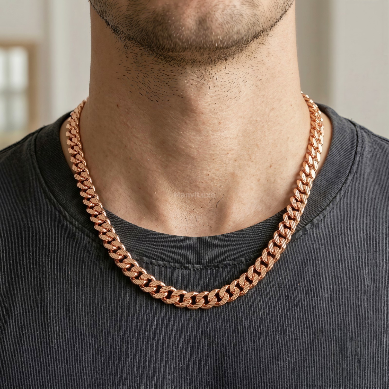 20″ Pure Copper Diamond-Cut Cuban Link Chain | Premium Heavy Curb Neck Chain