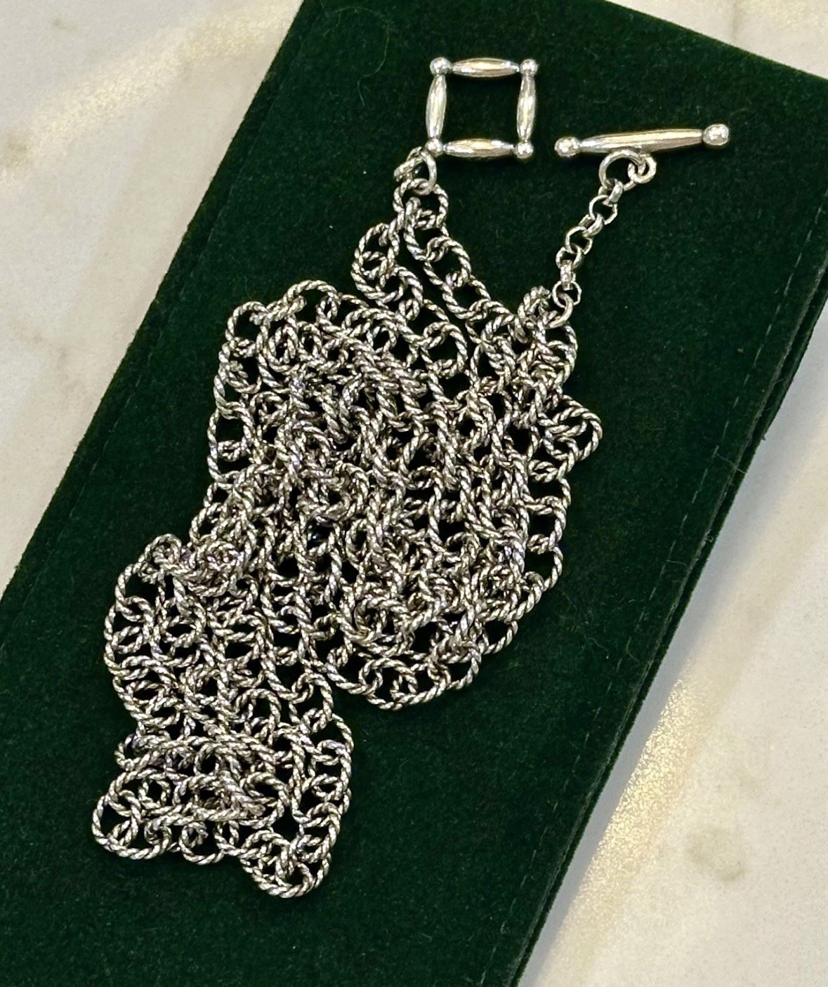 Ann King Sterling Silver Double-Row Chain Cable 18” Necklace, 34Gs.