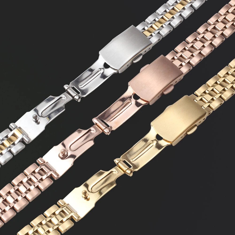 10/12/14-22mm Clasp Stainless Steel Bracelet Strap Watch Band Ladies Replacement