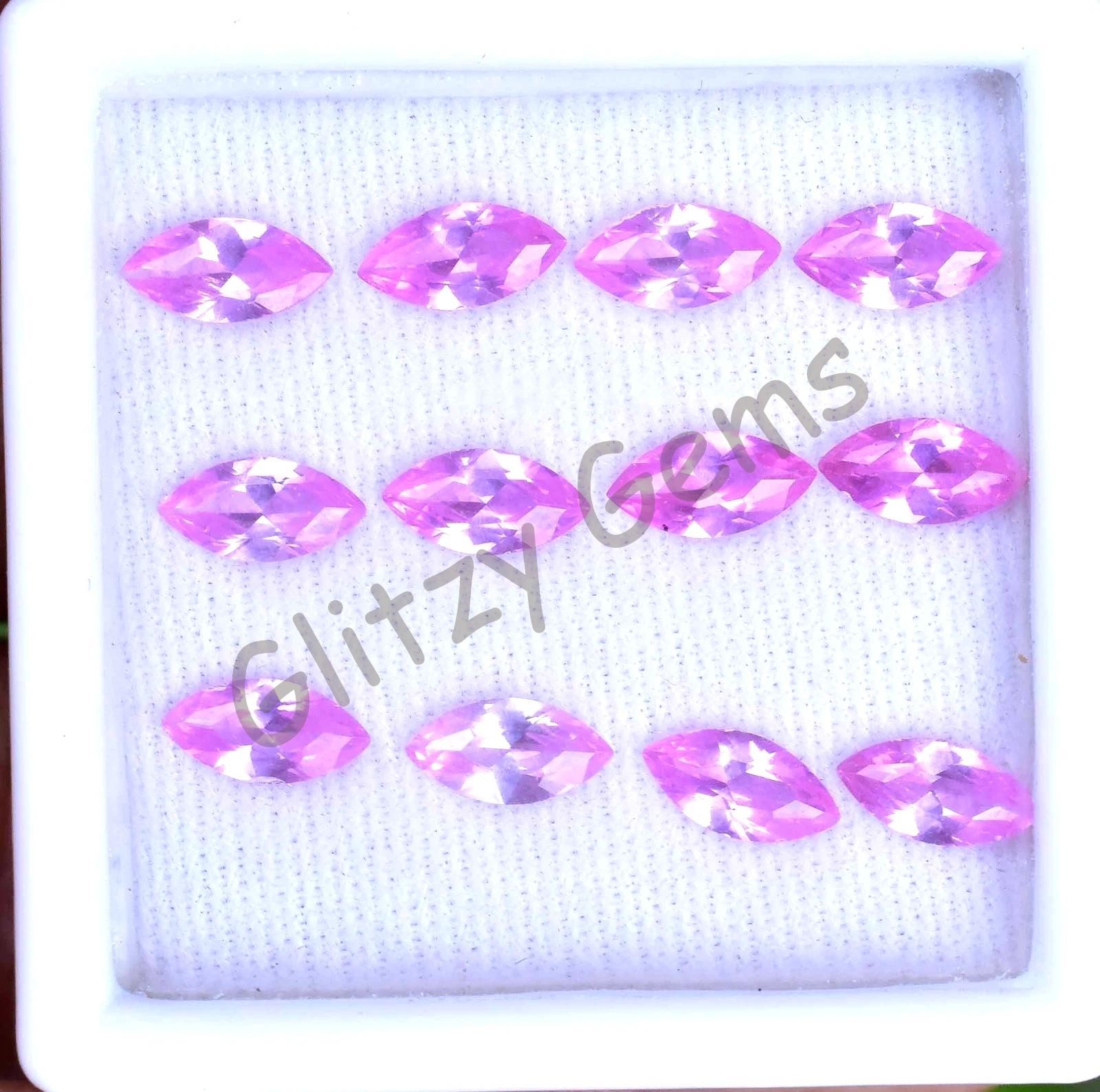 12Pcs Natural Mogok Pink Ruby Marquise 7.60 MM Certified Flawless Loose Gemstone