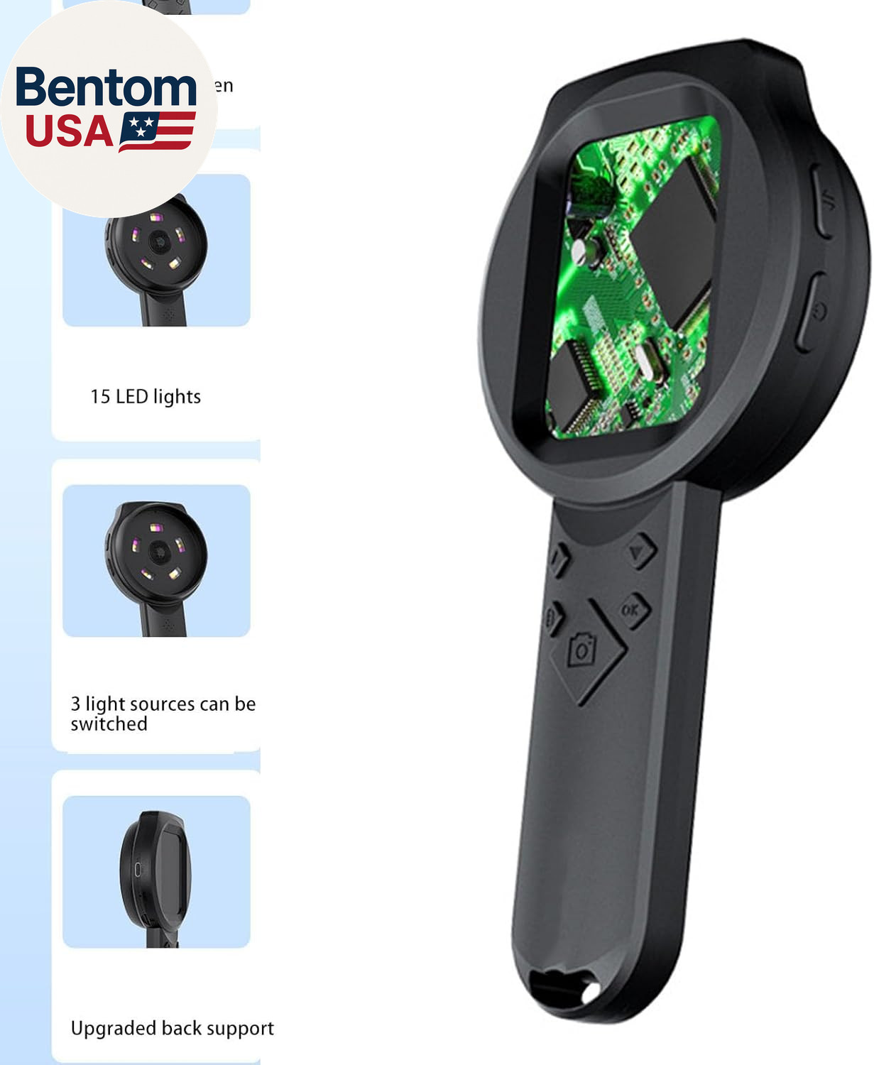 1000X Magnifying Glass Handheld Digital Magnifier with 3 Light Sources 2.8In IPS