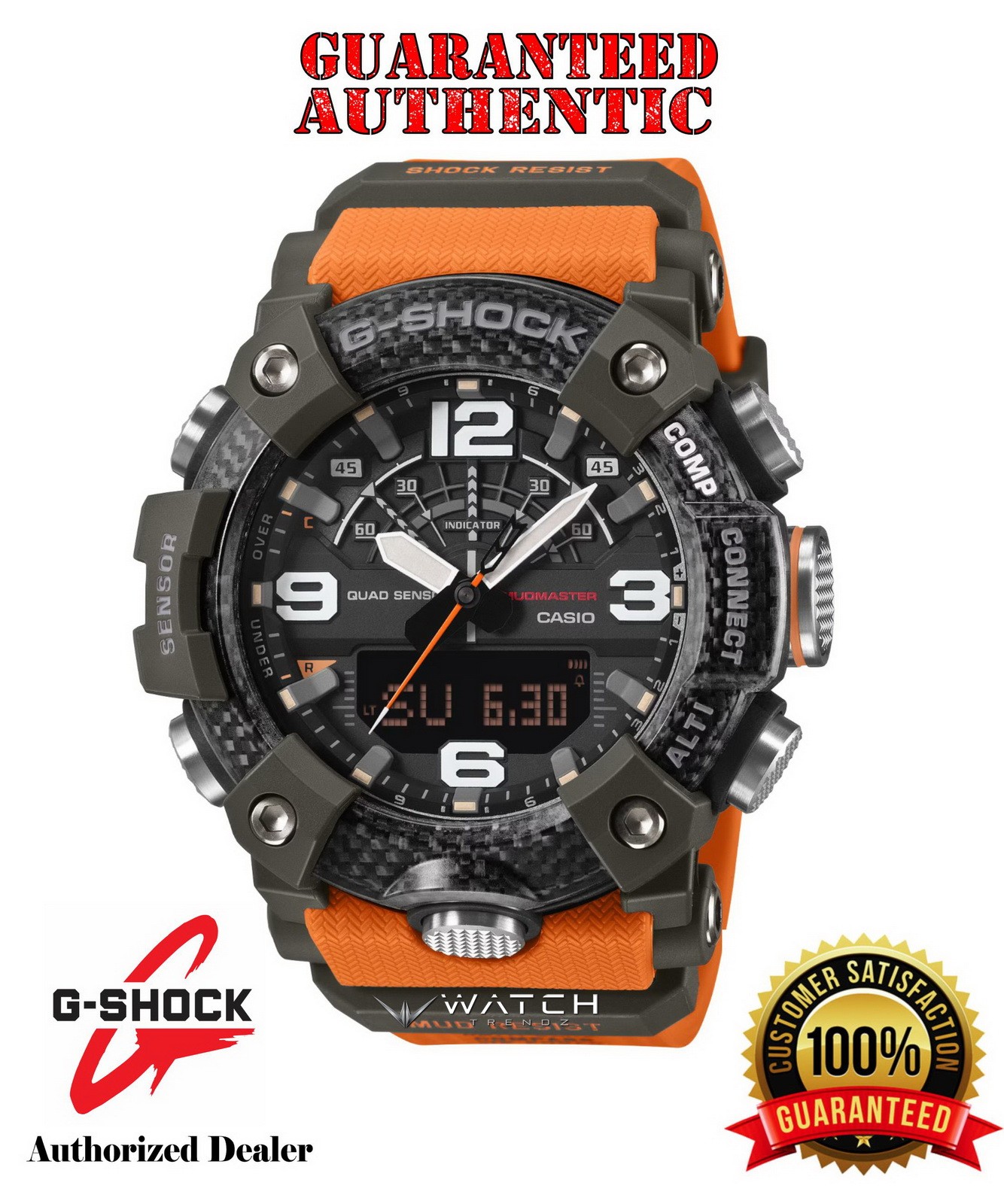Casio G-Shock GGB100X-1A9 MUDMASTER MASTER OF G SERIES Quad Sensor Orange Watch