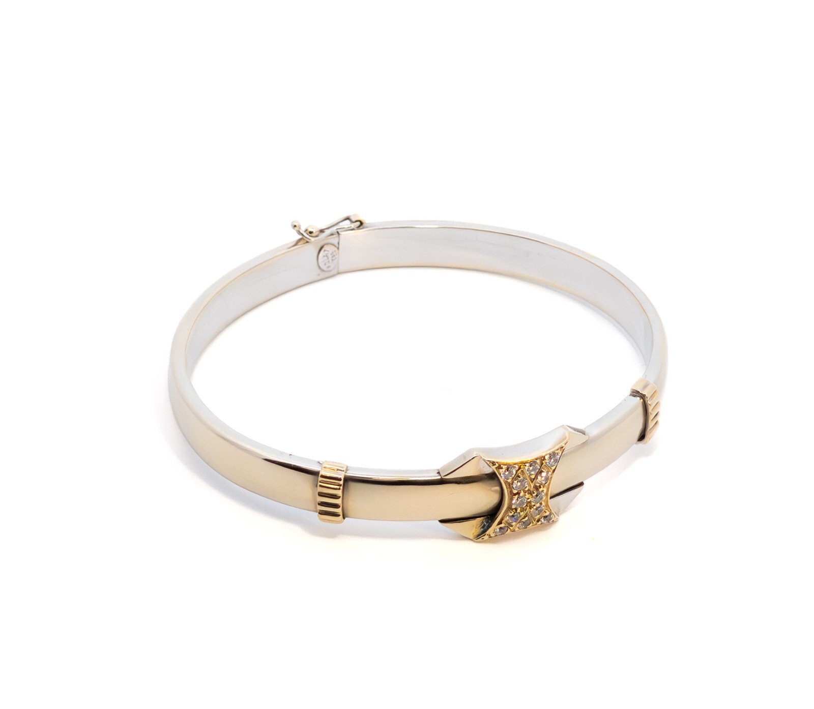 Gold bangle, gold bangle with zircon, yellow gold 585 14 KT
