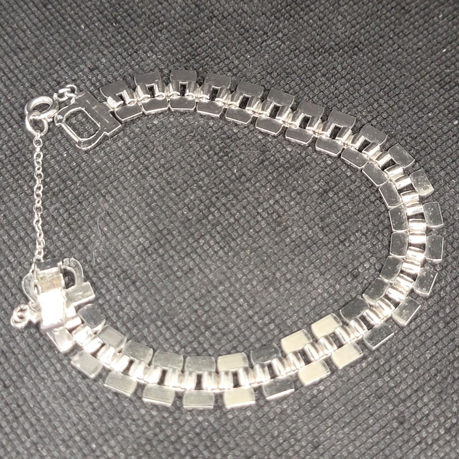 Vintage Coro Bracelet Silver Tone Double Row Link Fold Over Clasp Safety Chain