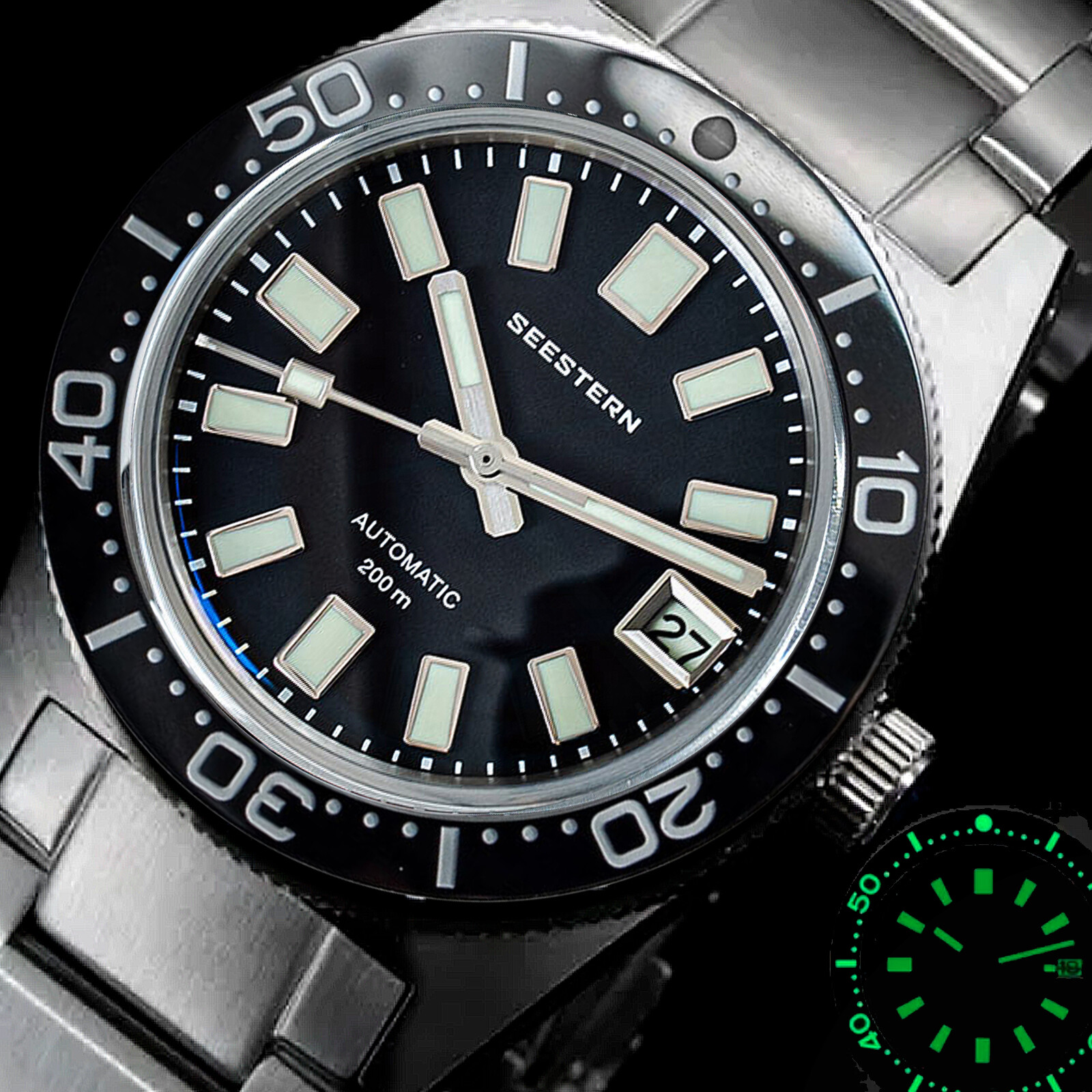 Seestern 62MAS 20ATM Genuine Ceramic NEW LUME Bezel 200m DIVER’S Watch 62MASKLS