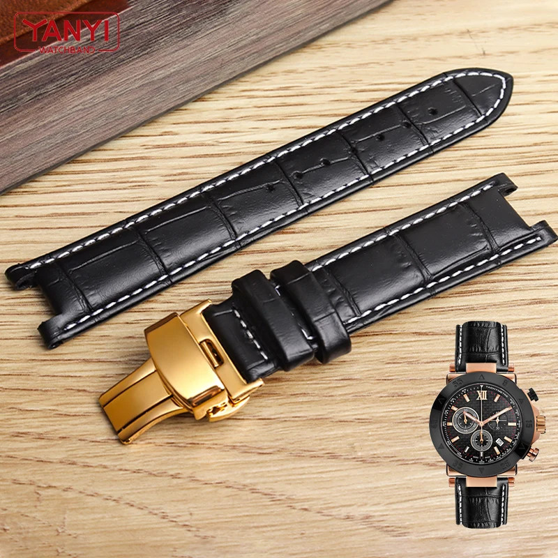 Genuine Top Layer Cowhide Leather Strap for GC 22mm 20mm Notched Screw