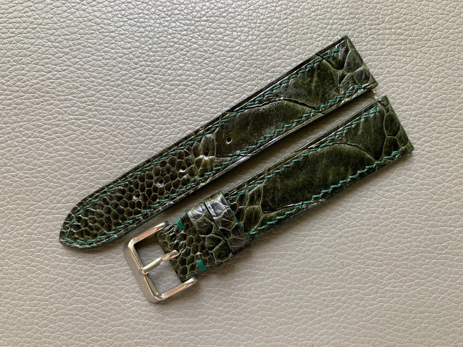 Green Genuine Ostrich skin leather watch strap band Custom Sizes 10mm to 26mm