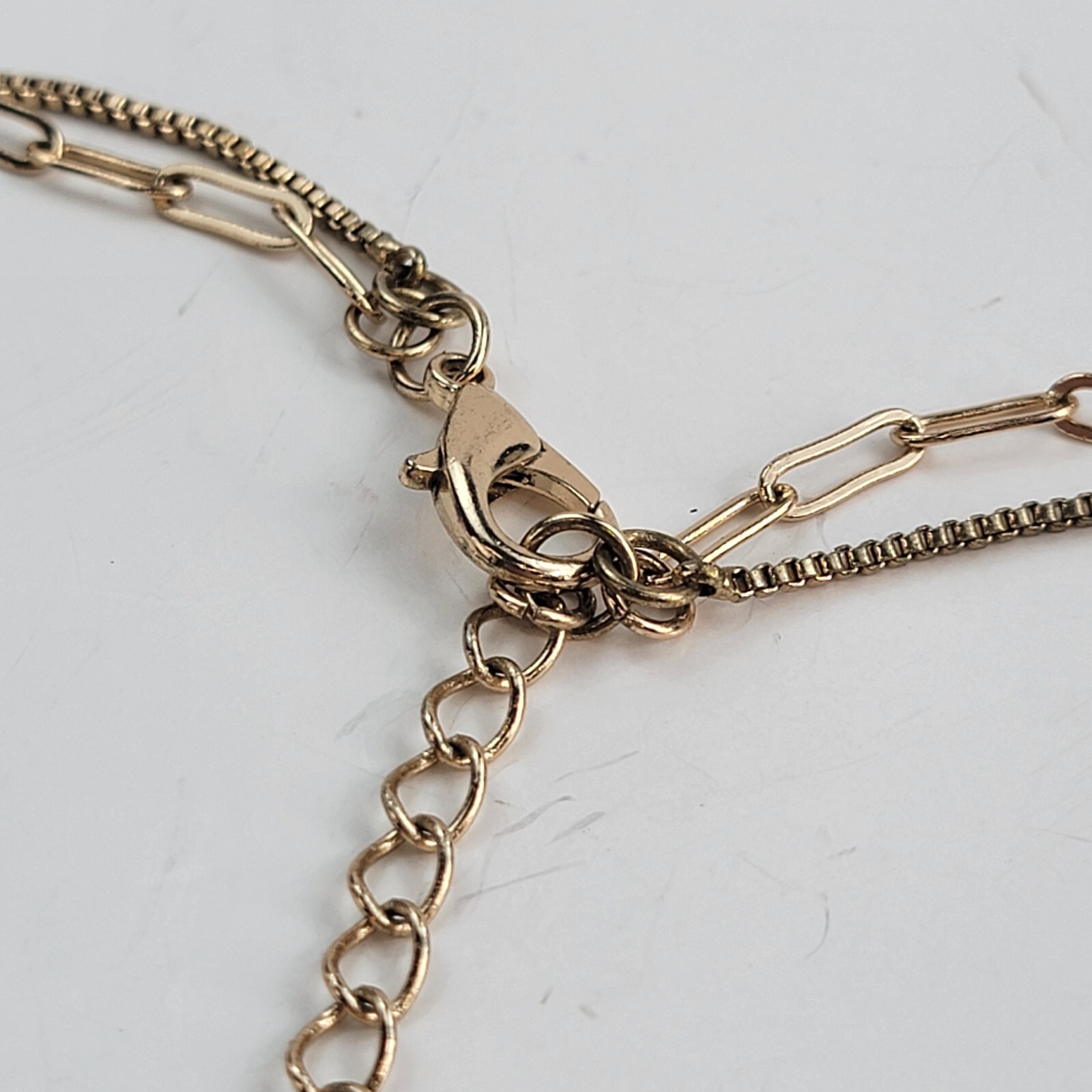 Rose Gold-Tone Double Chain Rhinestone Circle Pendant Necklace 20.5 in