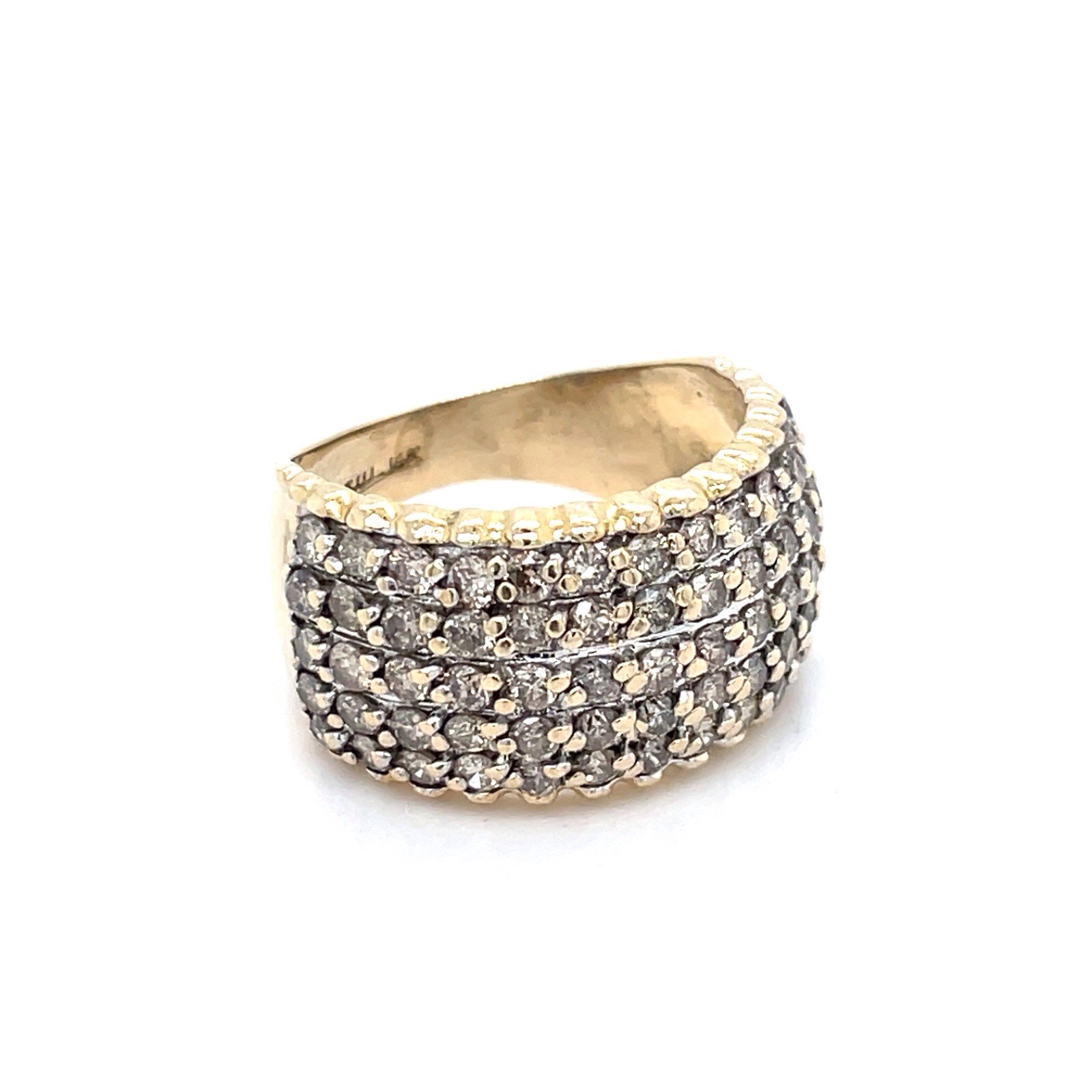 14k Yellow Gold 5 Row 1 Ct Tw Diamond Band Ring Size 7 – 6.3 Grams
