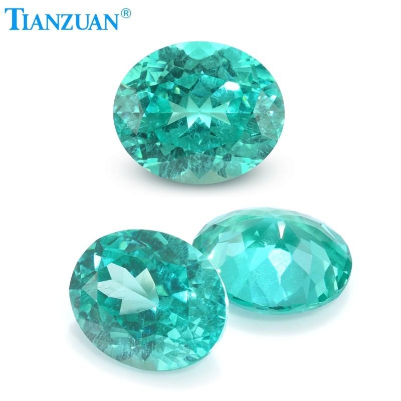 Synthetic YAG Oval Shape Neon Paraiba Color with inclusions loose Gemstones