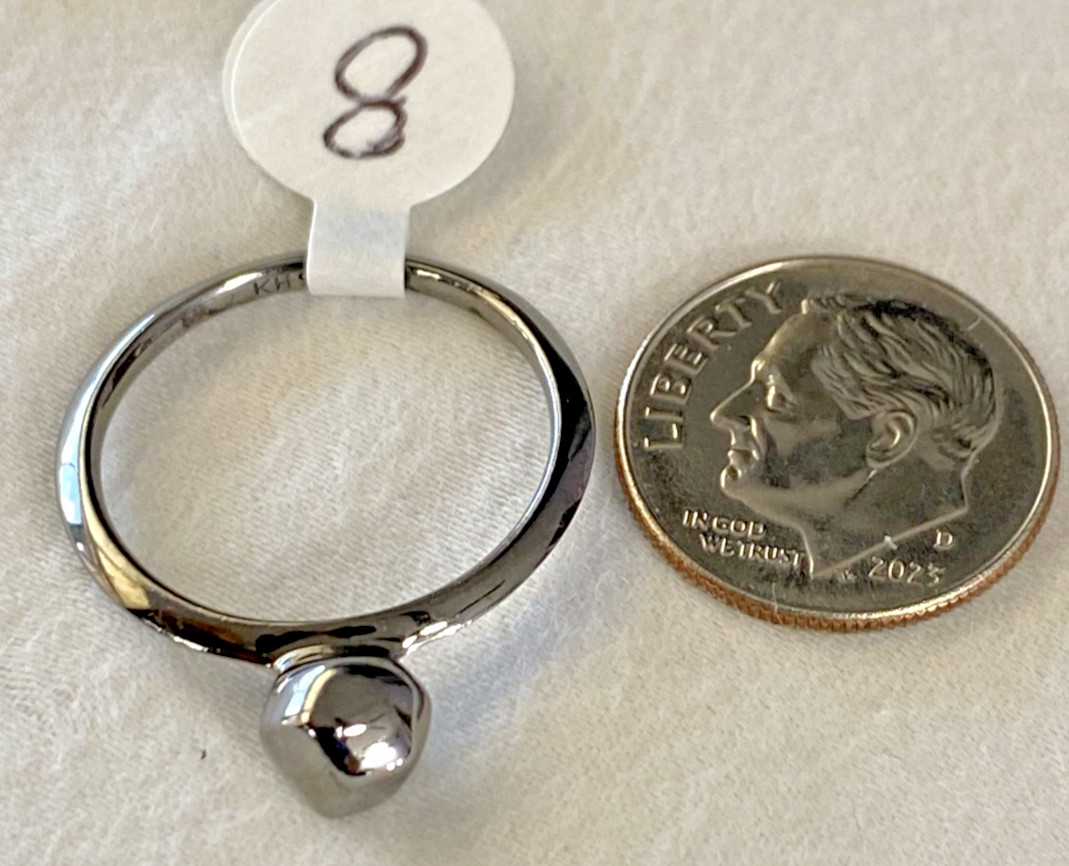 Ruthenium over 925 Sterling Silver Kit Heath Rokk Nugget Ring, Sz 8 NOS 2.5g