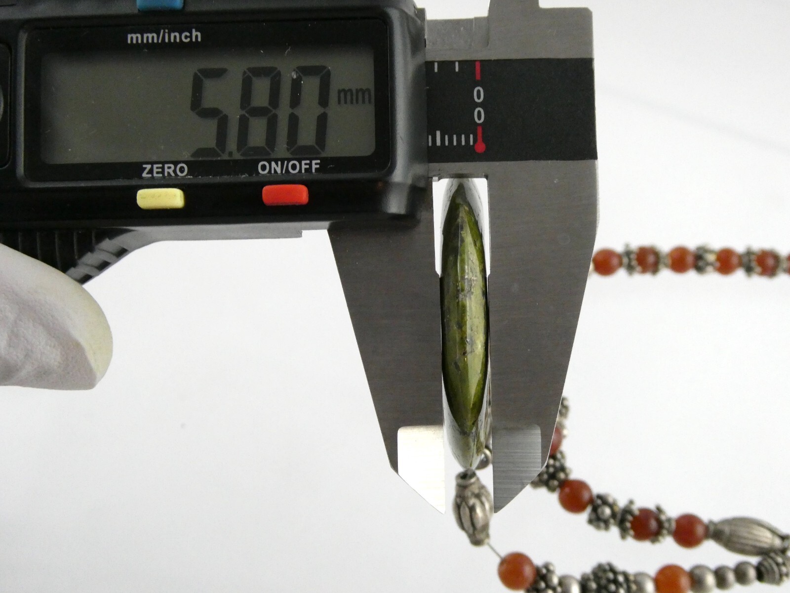Sterling Silver Unakite Carnelian Double Strand Pendant Necklace 925 44.5g 15 In