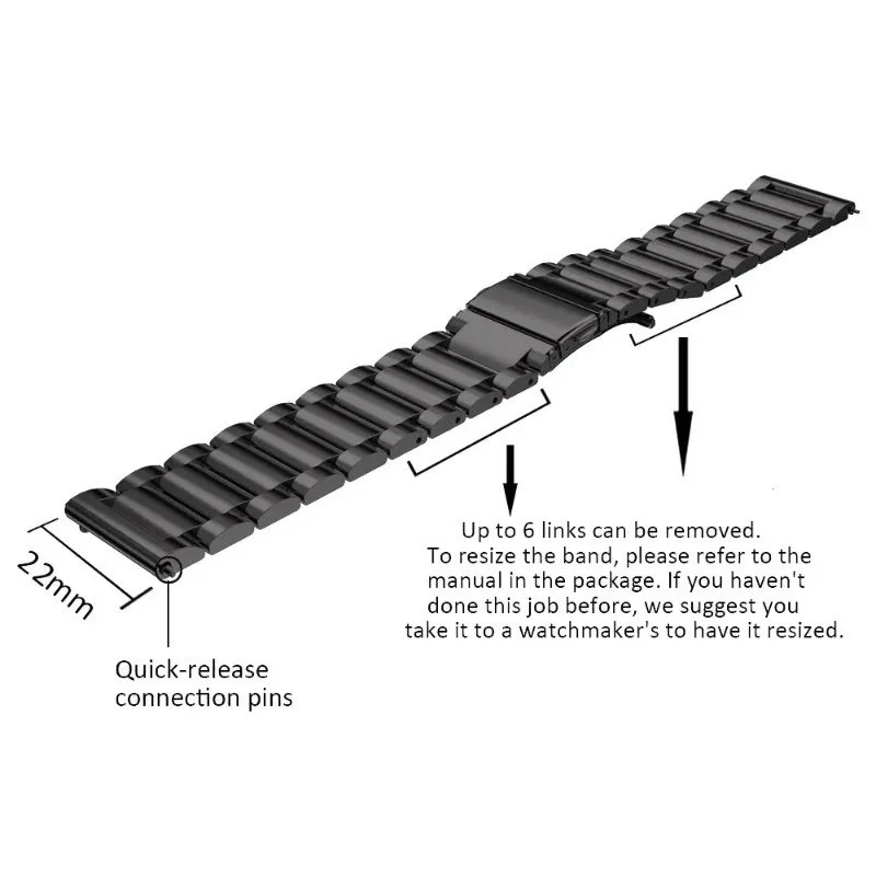 22mm Steel Watch Strap For Huami amazfit BIP 6 5 GTR 4 3 GTR 47mm Stainless Band