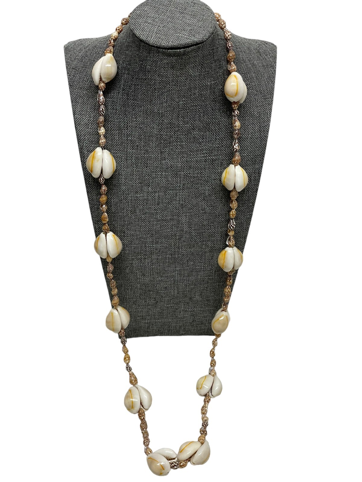 (7) Vintage Philippines Cowrie Mixed Shell Long Strand Necklaces Hippy Boho