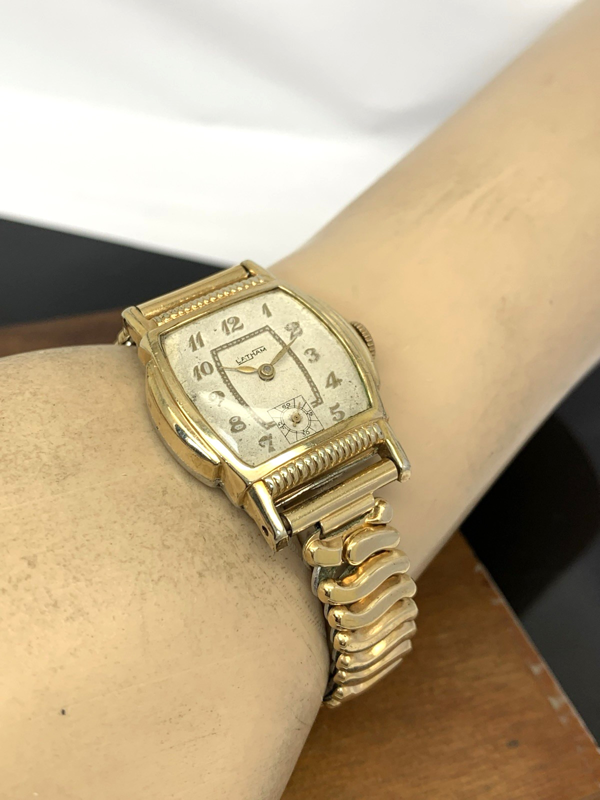 Latham Watch Art Deco Swiss Manual Silver Dial Gold Stainless Steel Tank 27mm