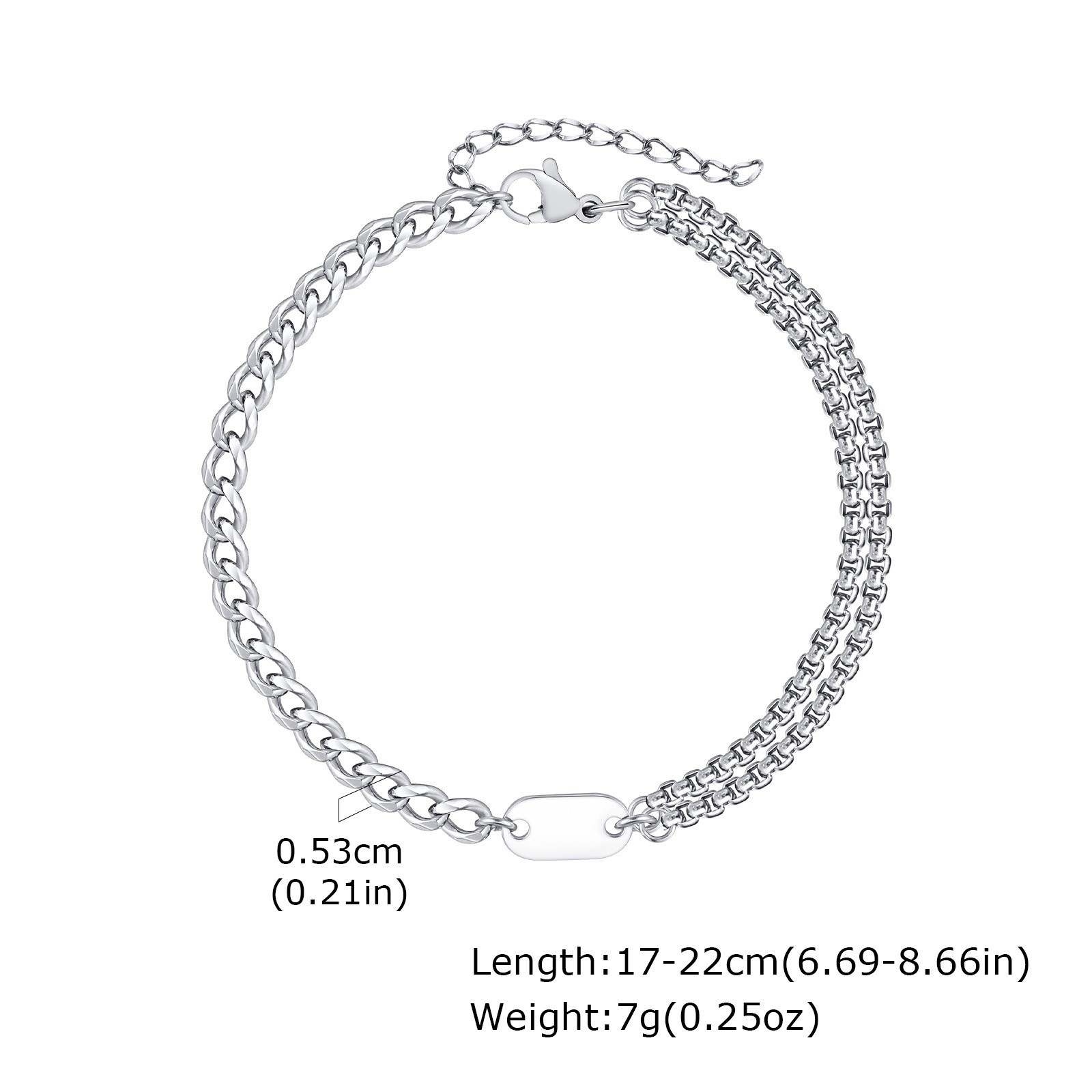 A-Z Initial Bracelets for Men Women Figaro Chain Box Link Bracelets Classic