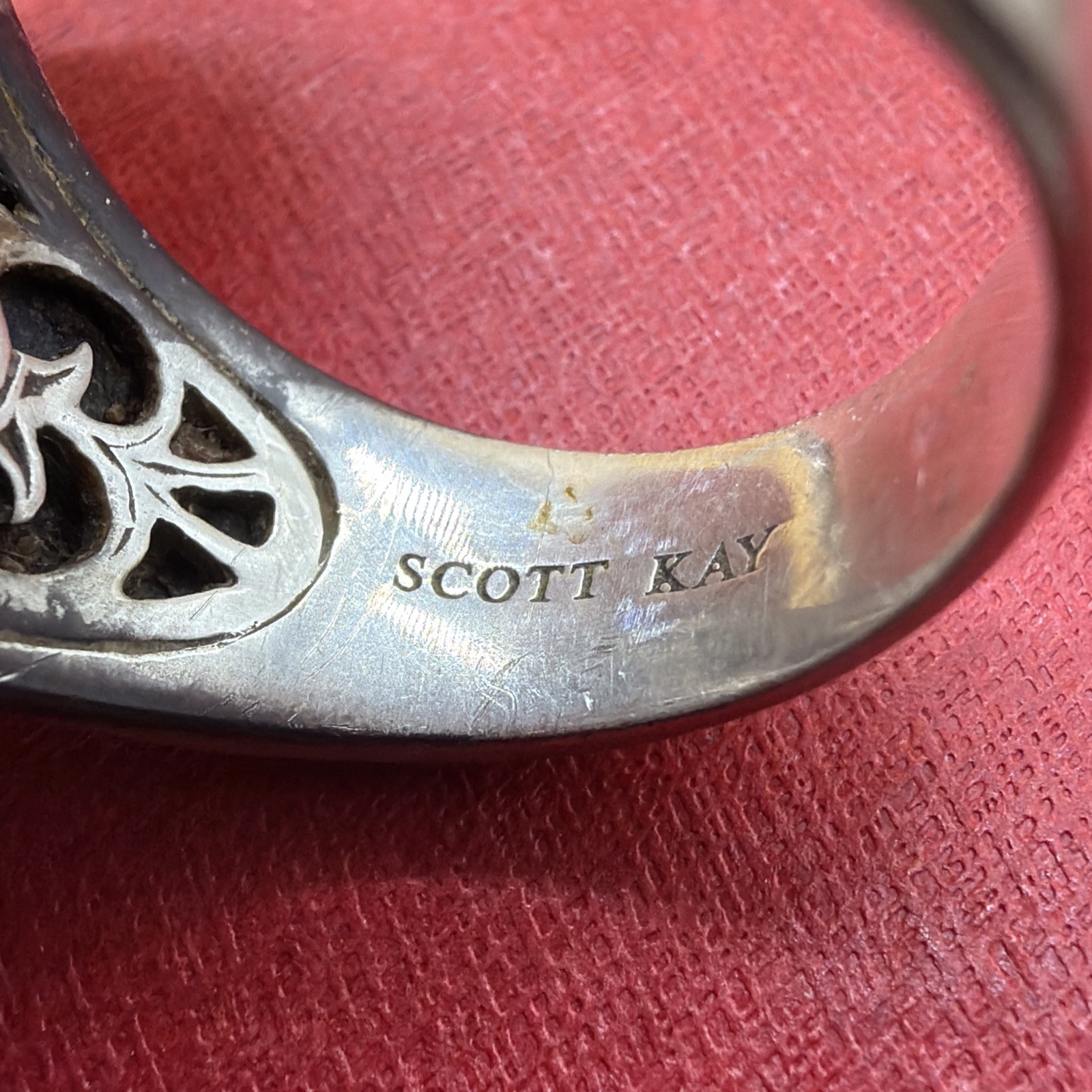 Amazing Designer Scott Kay Sterling Silver Ring w/ Pave Stones Sz 10!